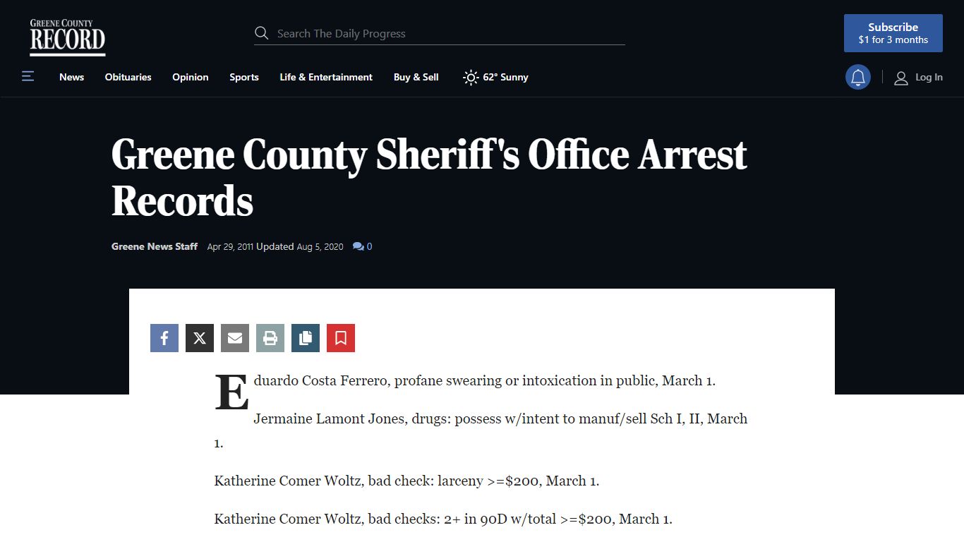 Greene County Sheriff's Office Arrest Records